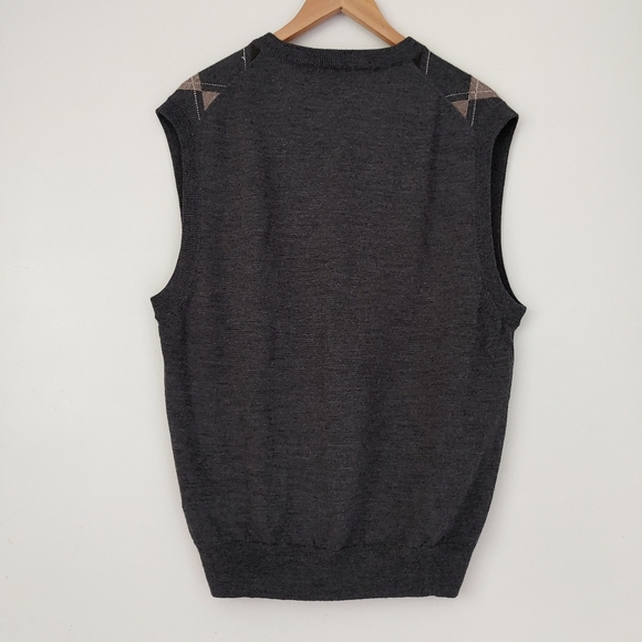 Pronto Uomo Knit Sweater Vest Argyle Size Large Wool Blend - Picture 8 of 11
